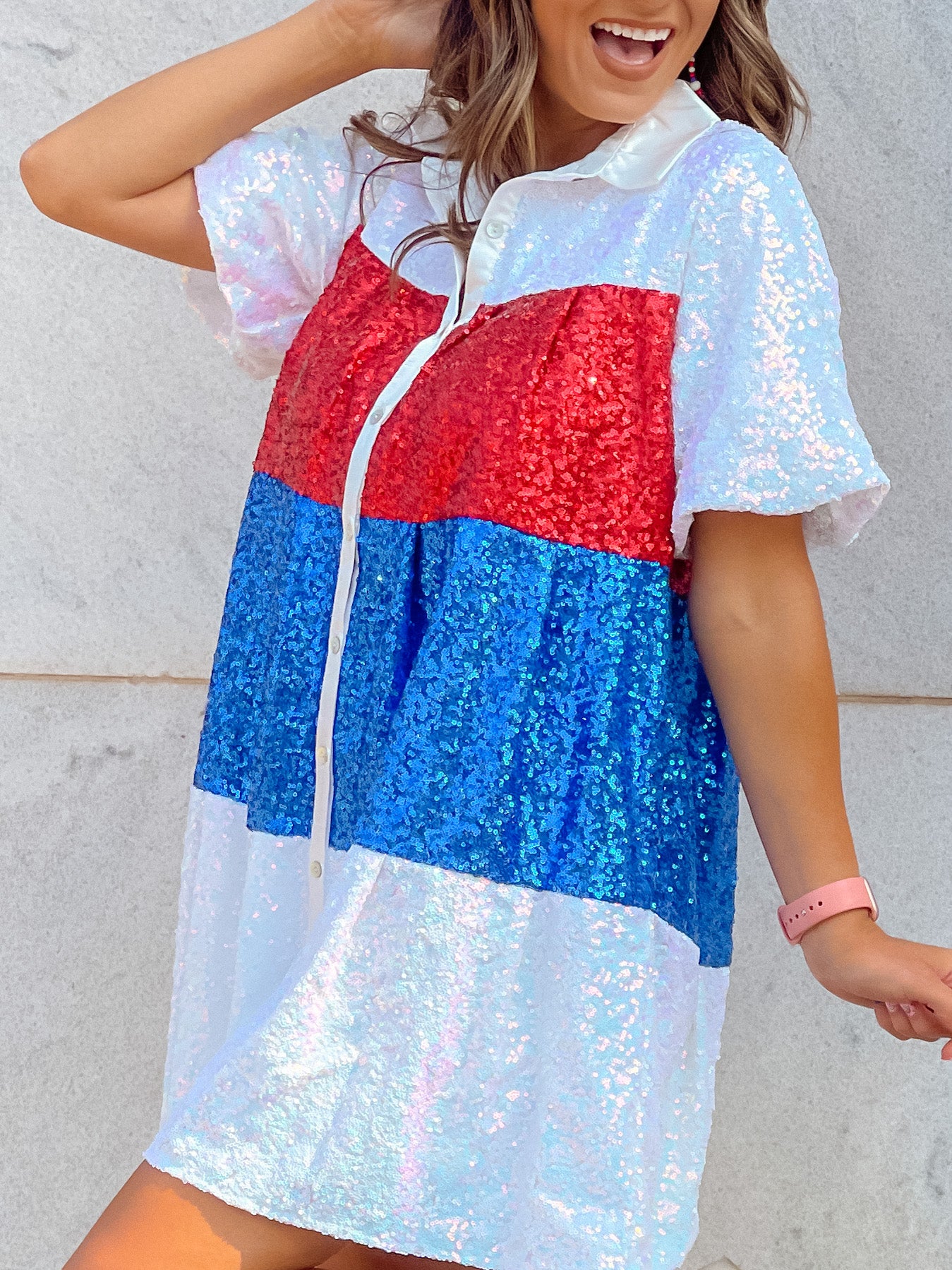 Patriotic Princess Dress - Color Block Design