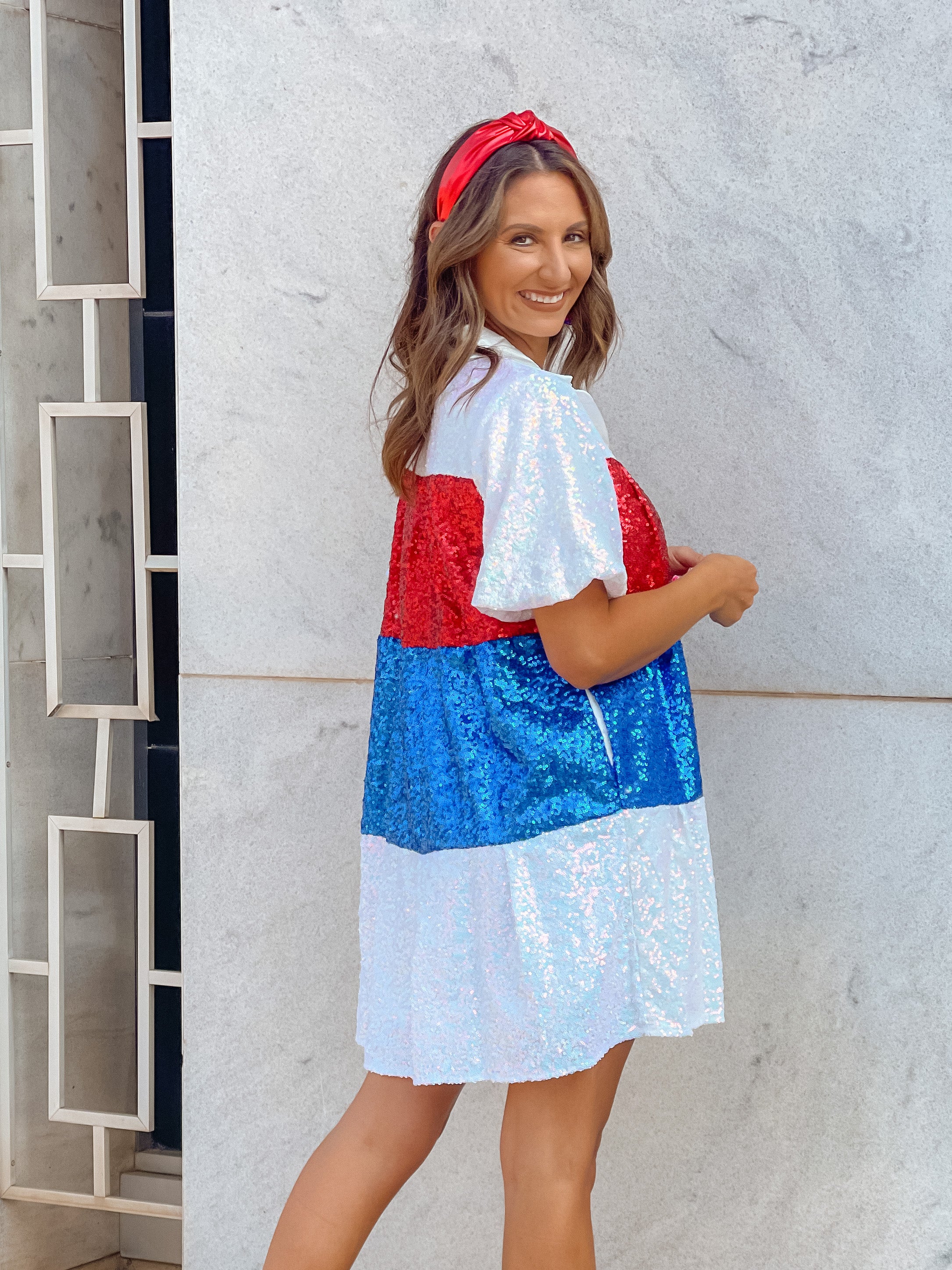 Patriotic Princess Dress - Color Block Design