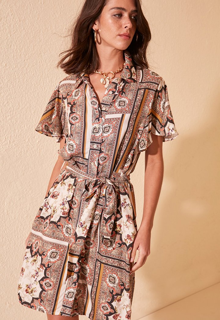 Pattern Print Shirt Dress - Shop Now!