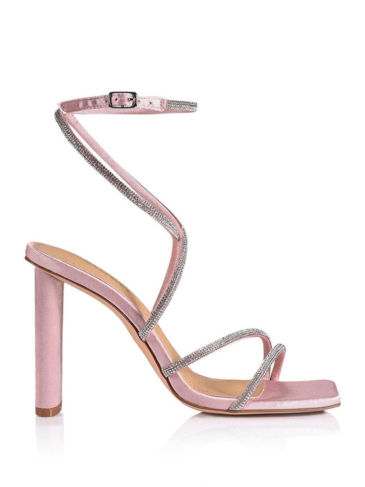 Pia Pink Satin Glitter Block Heel Sandals