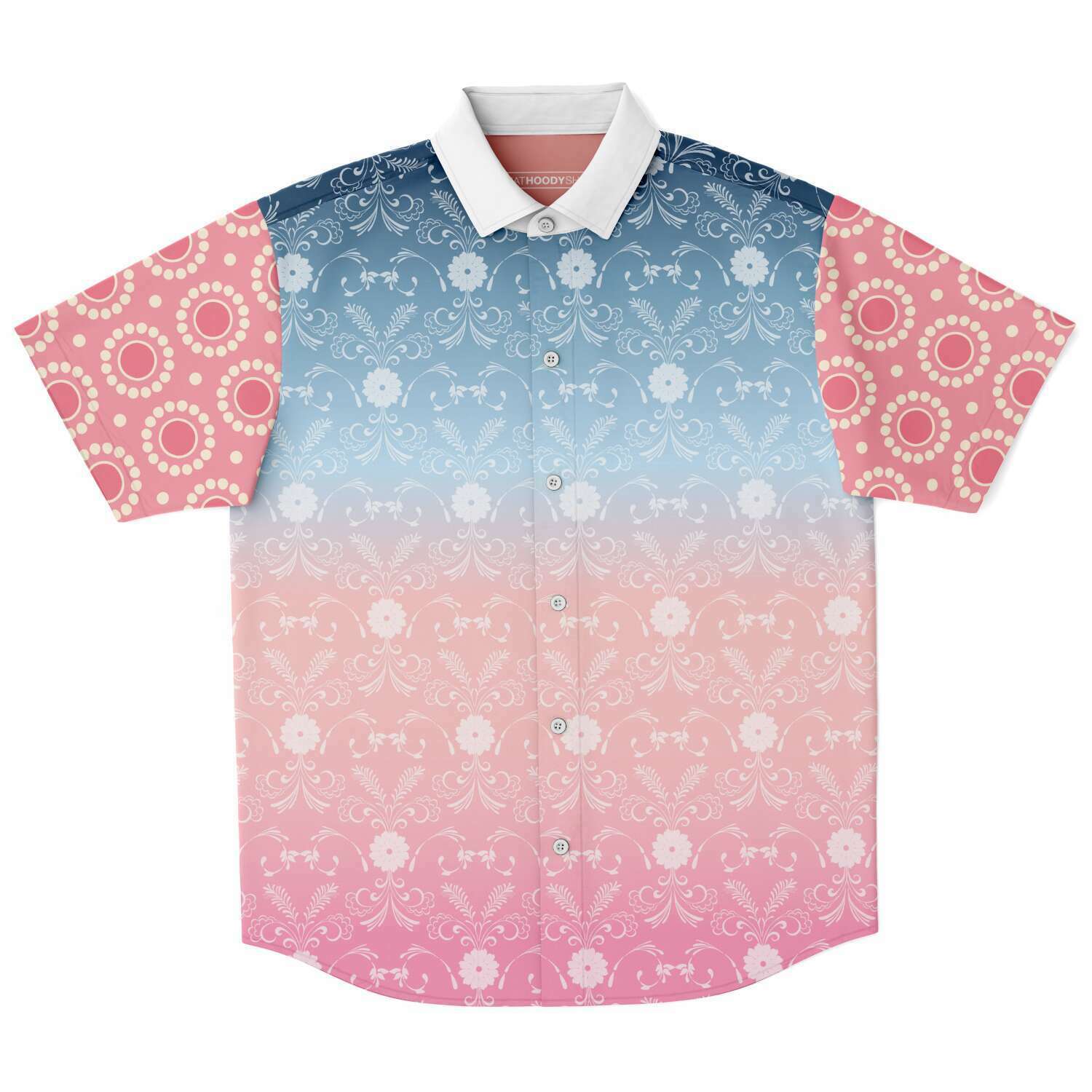 Pink Glacier Men's Short Sleeve Button Down Shirt