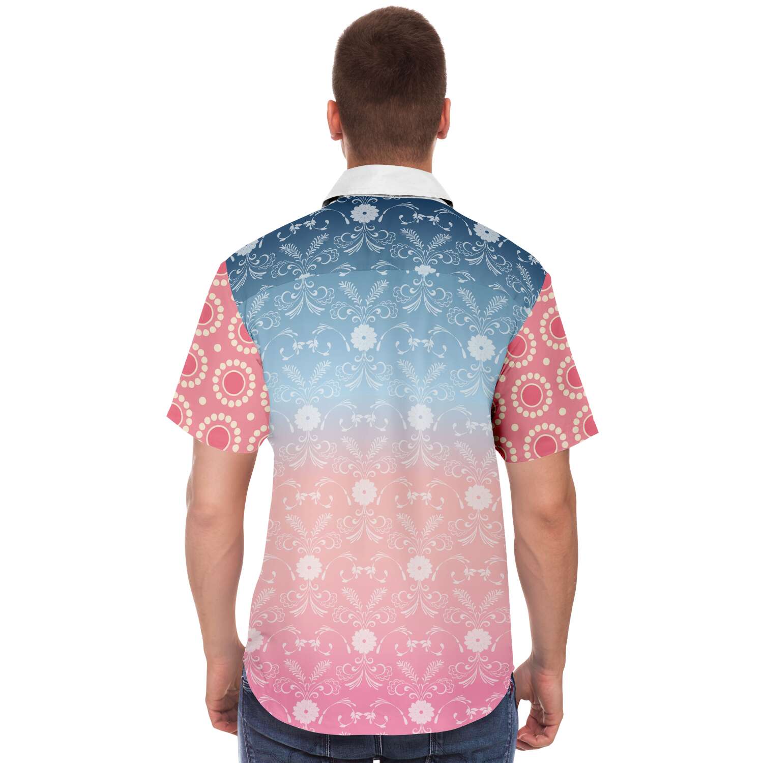 Pink Glacier Men's Short Sleeve Button Down Shirt