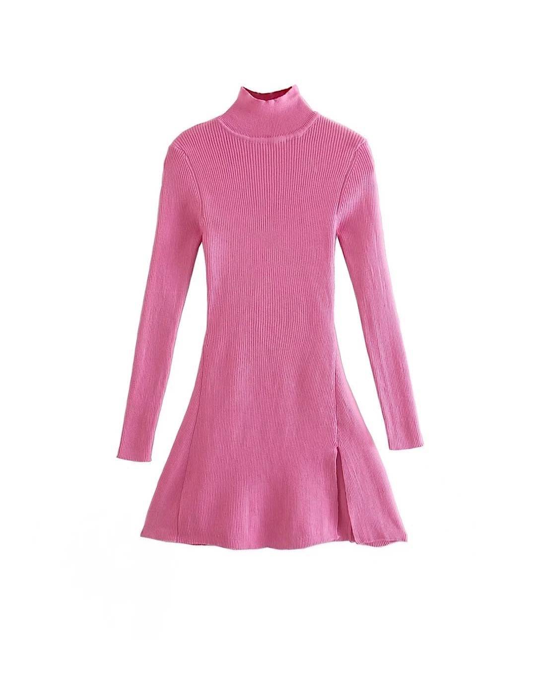 pink turtleneck mini dress