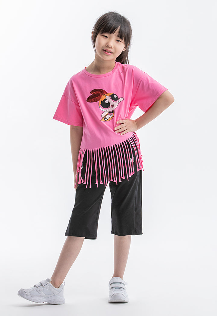 Powerpuff Girls Fringed Graphic Print T-shirt