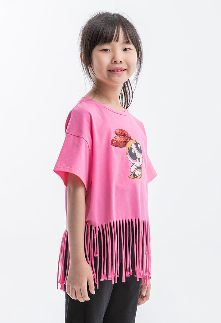 Powerpuff Girls Fringed Graphic Print T-shirt