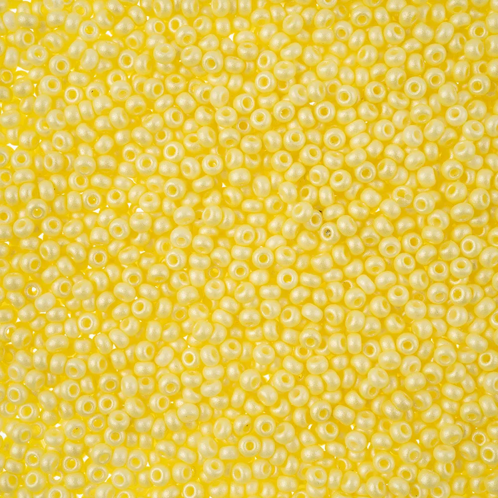 Preciosa Czech Glass, 11/0 Round Seed Bead, PermaLux Dyed Chalk Light Yellow (1 Tube)