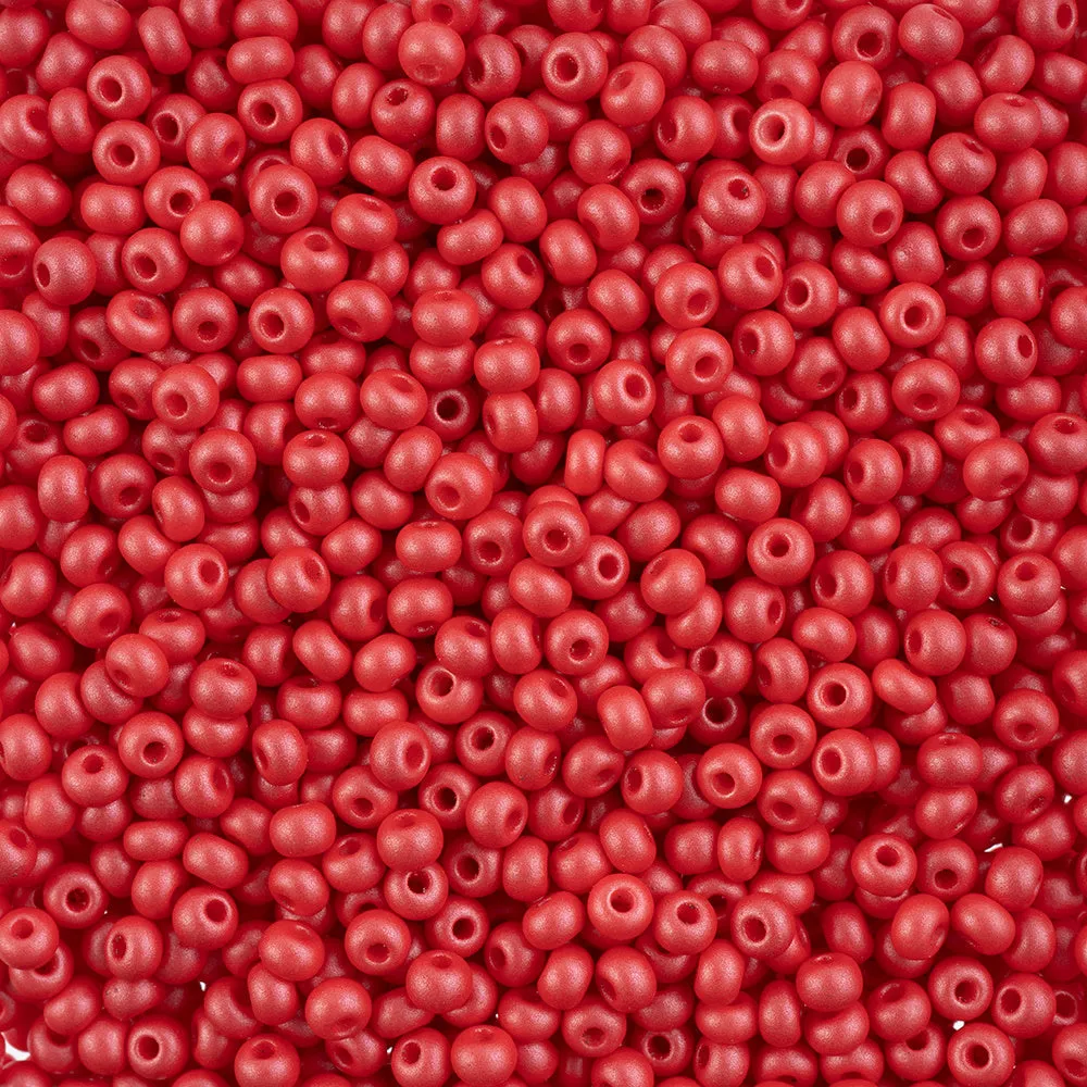 Preciosa Czech Glass, 6/0 Round Pony Seed Bead, PermaLux Dyed Chalk Red (1 Tube)