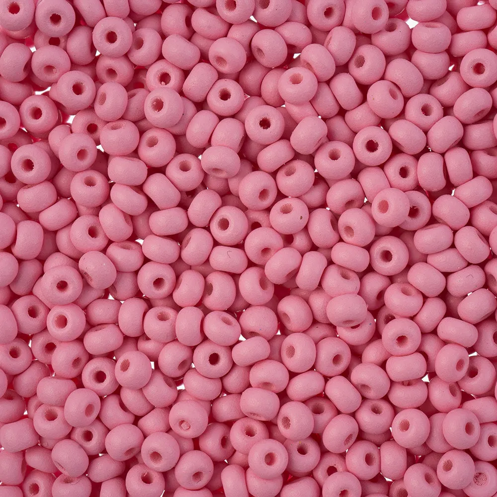 Preciosa Czech Glass, 8/0 Round Seed Bead, PermaLux Dyed Chalk Light Pink - Matte (1 Tube)