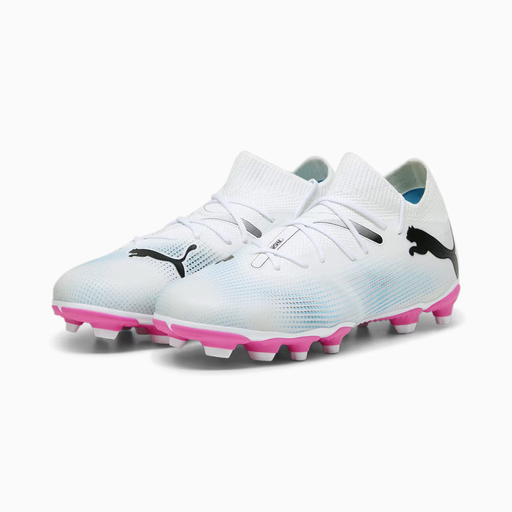 Puma Future 7 Match Junior Football Boots - White/Black/Poison Pink