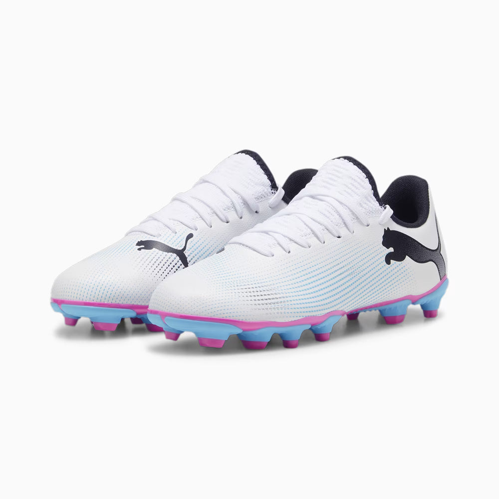 Puma Future 7 Play Junior FG/AG Soccer Cleats White Black Poison Pink