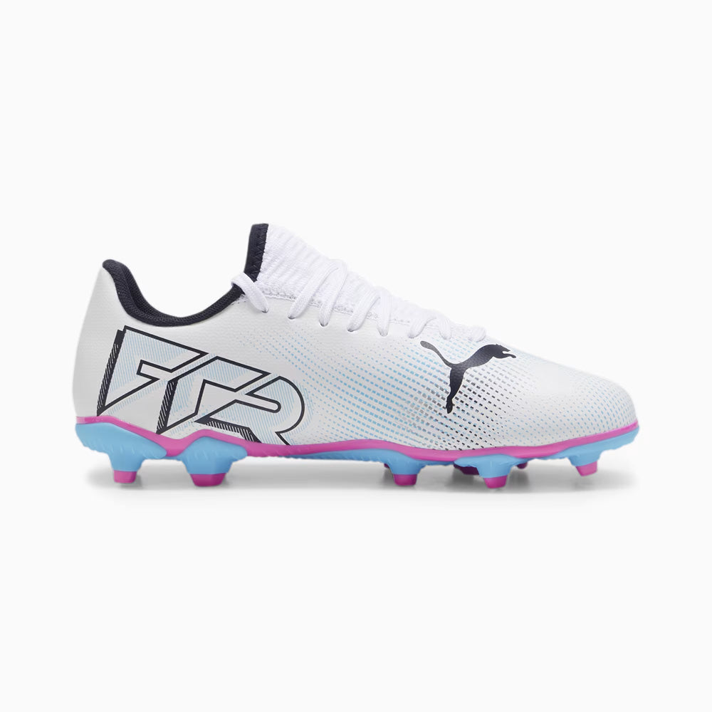 Puma Future 7 Play Junior FG/AG Soccer Cleats White Black Poison Pink