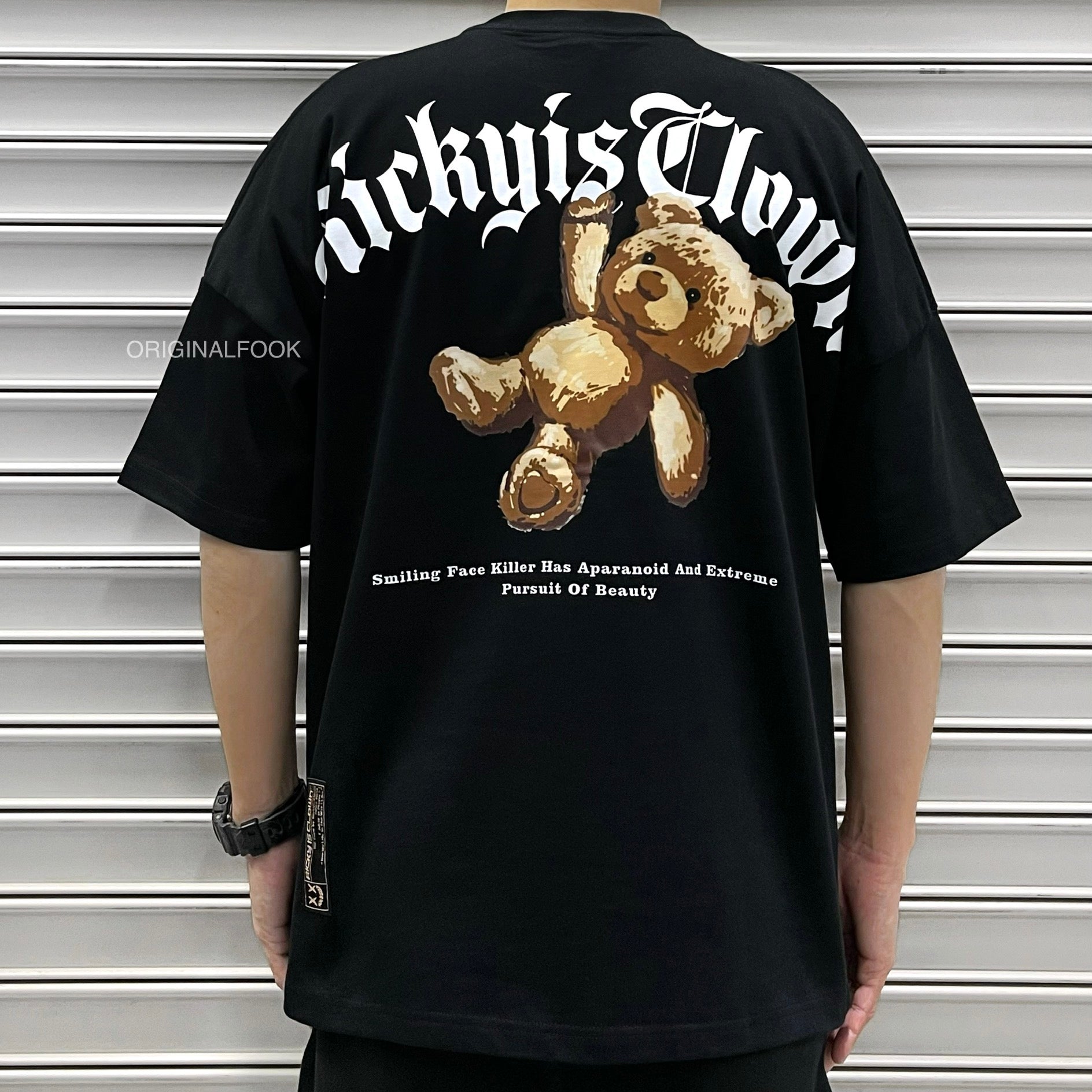 Rickyisclown Gothic Teddy Bear Tee - Black - RIC - Drop Shoulder - R17230212I-N8.