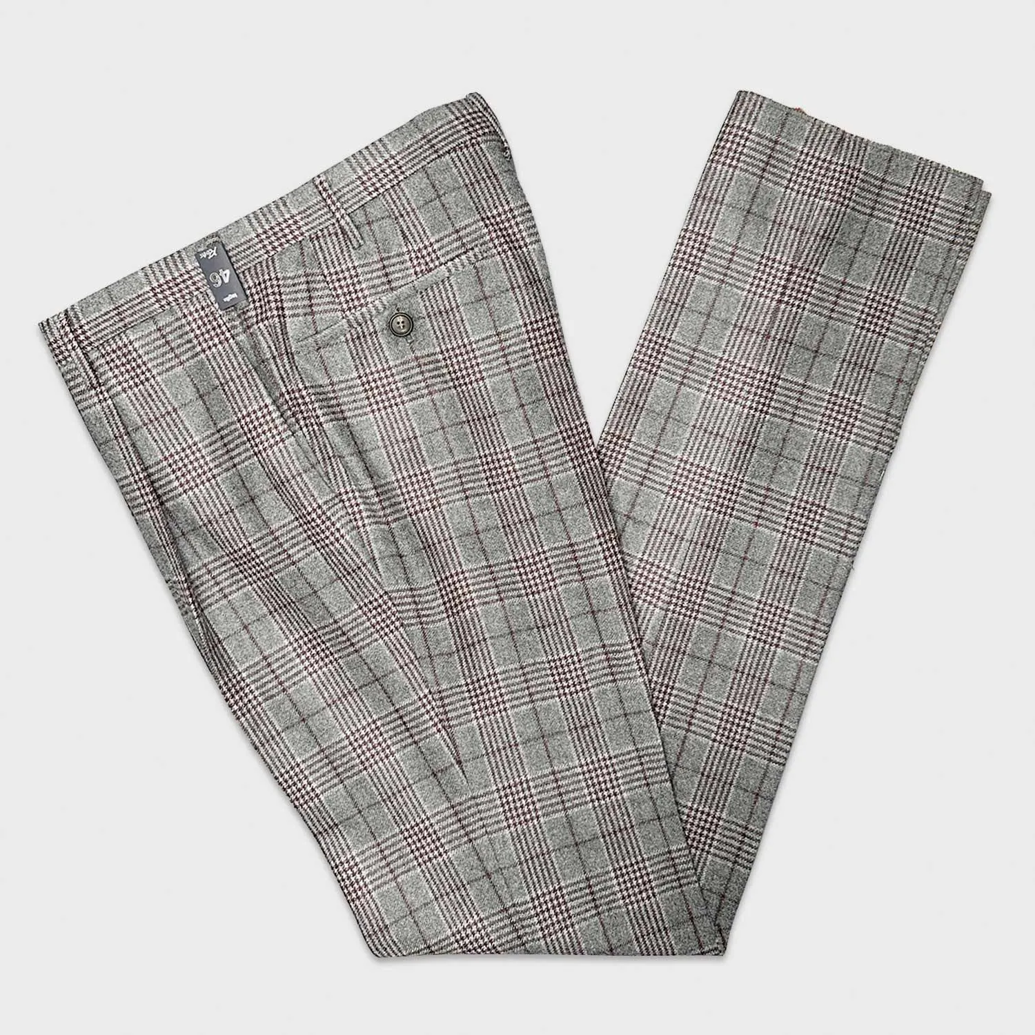 Rota Checkered Flannel Wool Trousers Smoke Grey