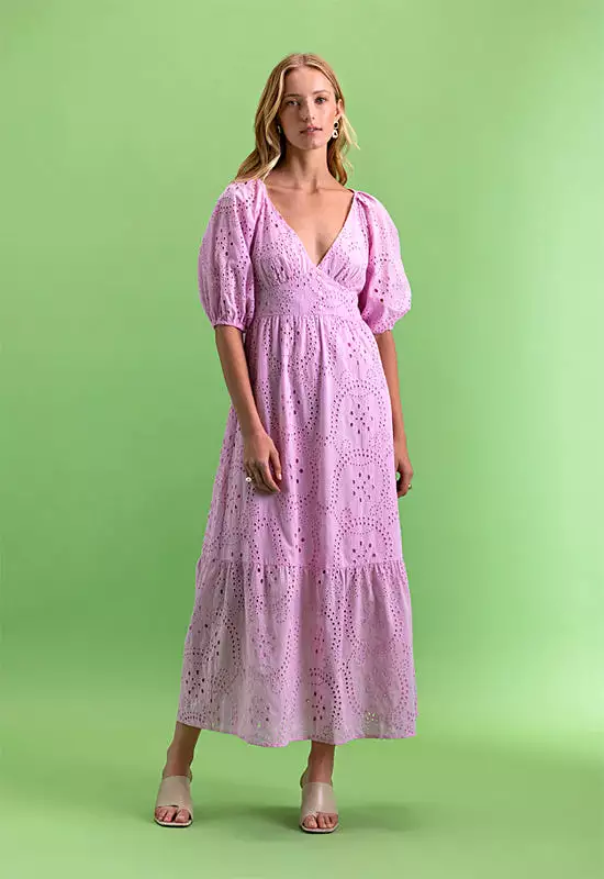 Sanctuary Maxi Dress Eyelet Pink