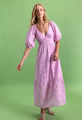 Sanctuary Maxi Dress Eyelet Pink