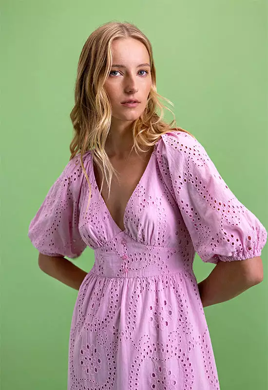 Sanctuary Maxi Dress Eyelet Pink