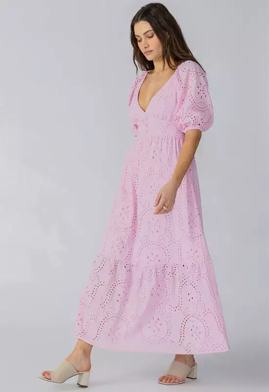 Sanctuary Maxi Dress Eyelet Pink