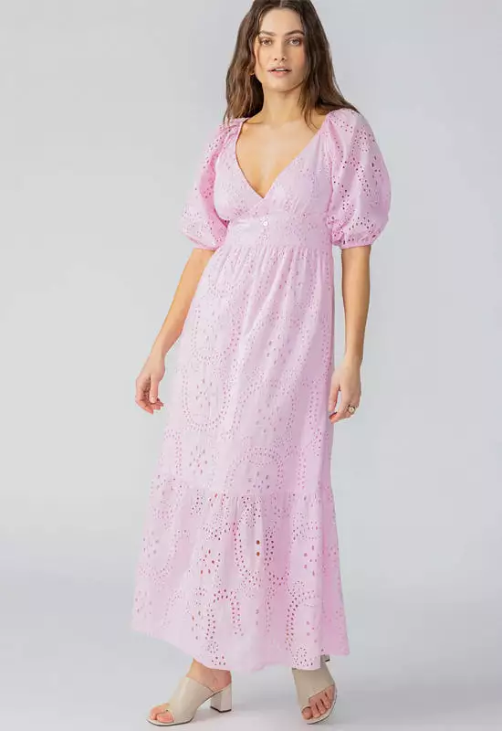 Sanctuary Maxi Dress Eyelet Pink