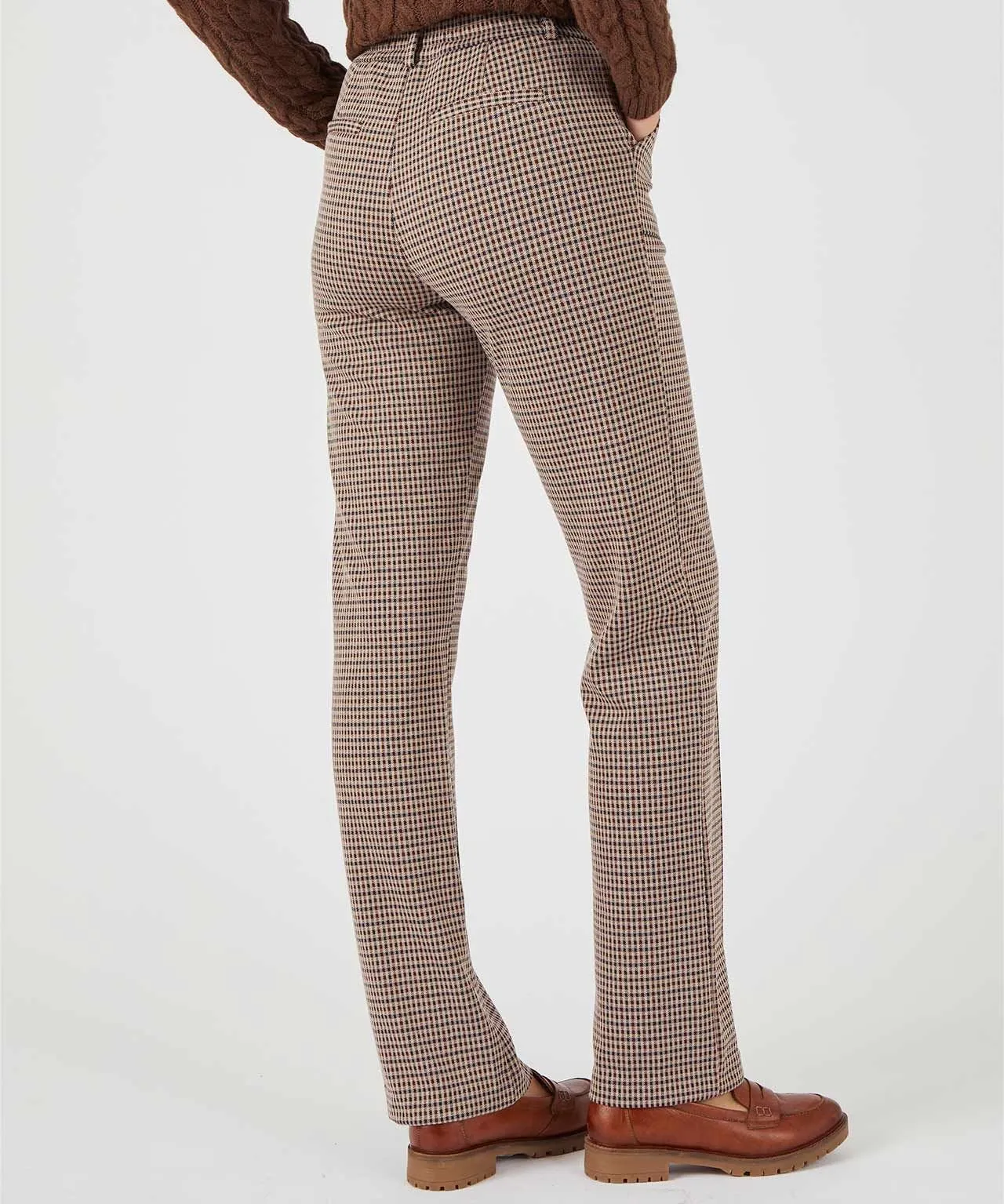 Stretch Check Knit Trousers with Secret Design