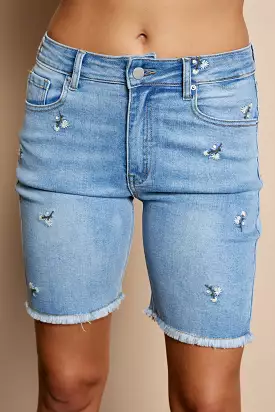 Senora Embroidered Denim Shorts