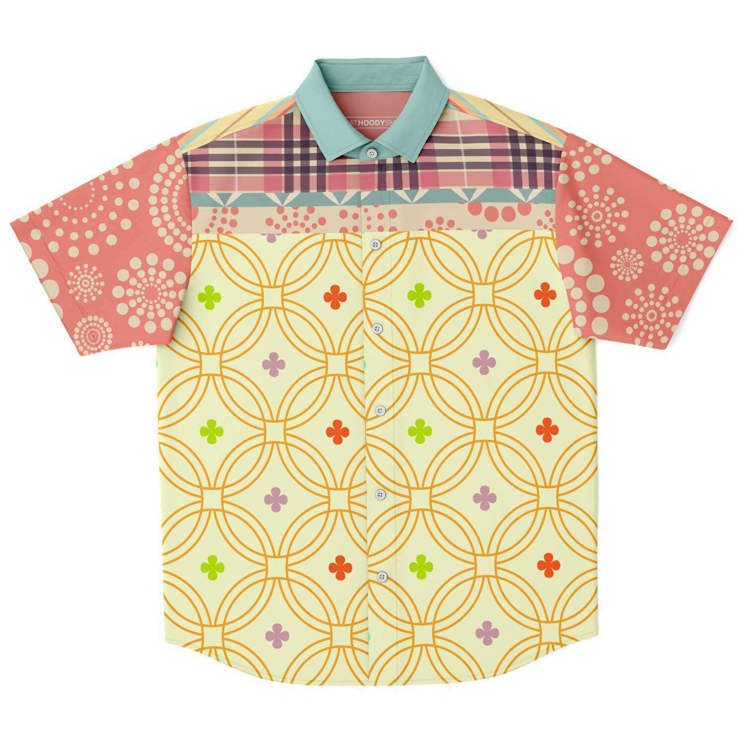 Short Sleeve Button Down Shirt - Kaleidoscope Design