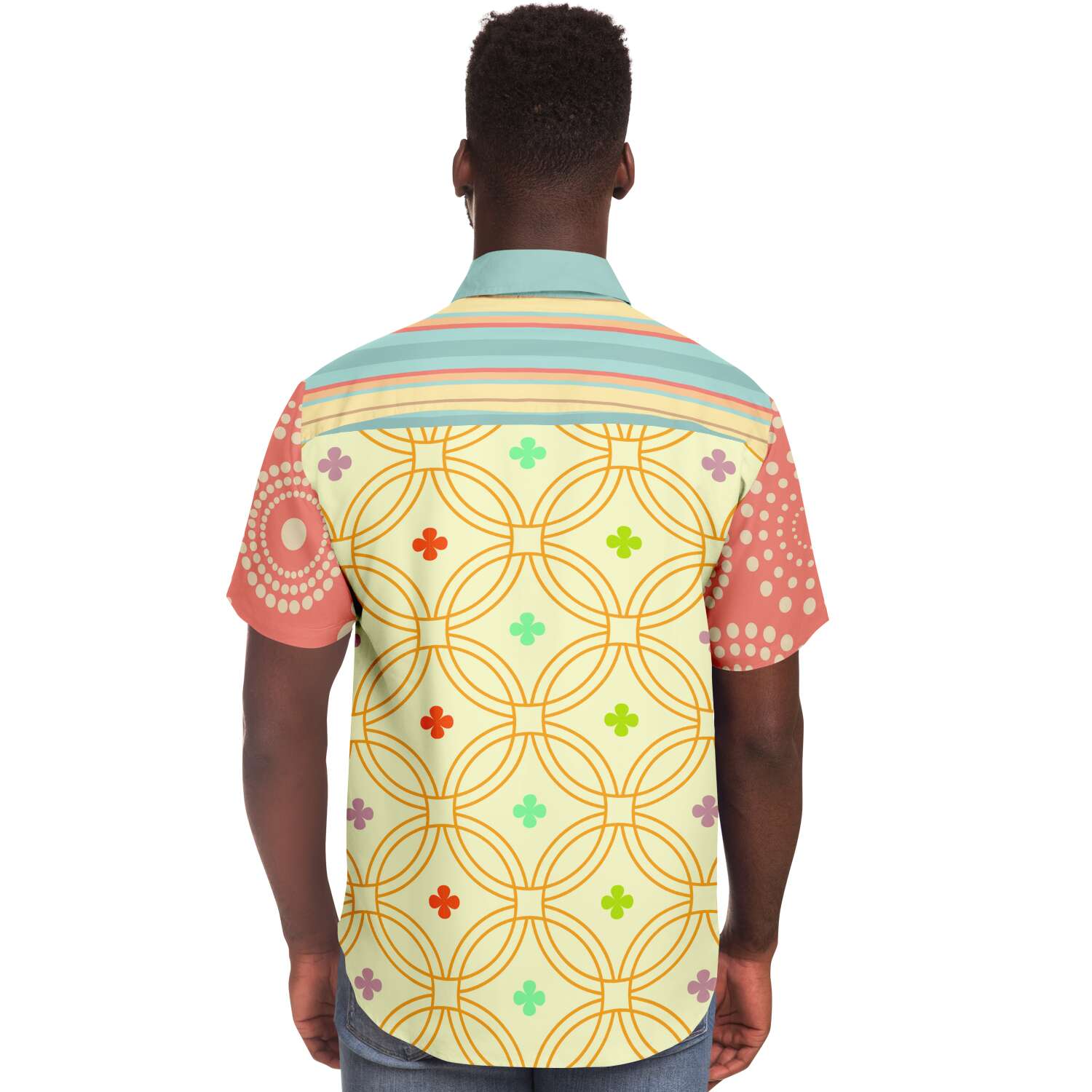 Short Sleeve Button Down Shirt - Kaleidoscope Design