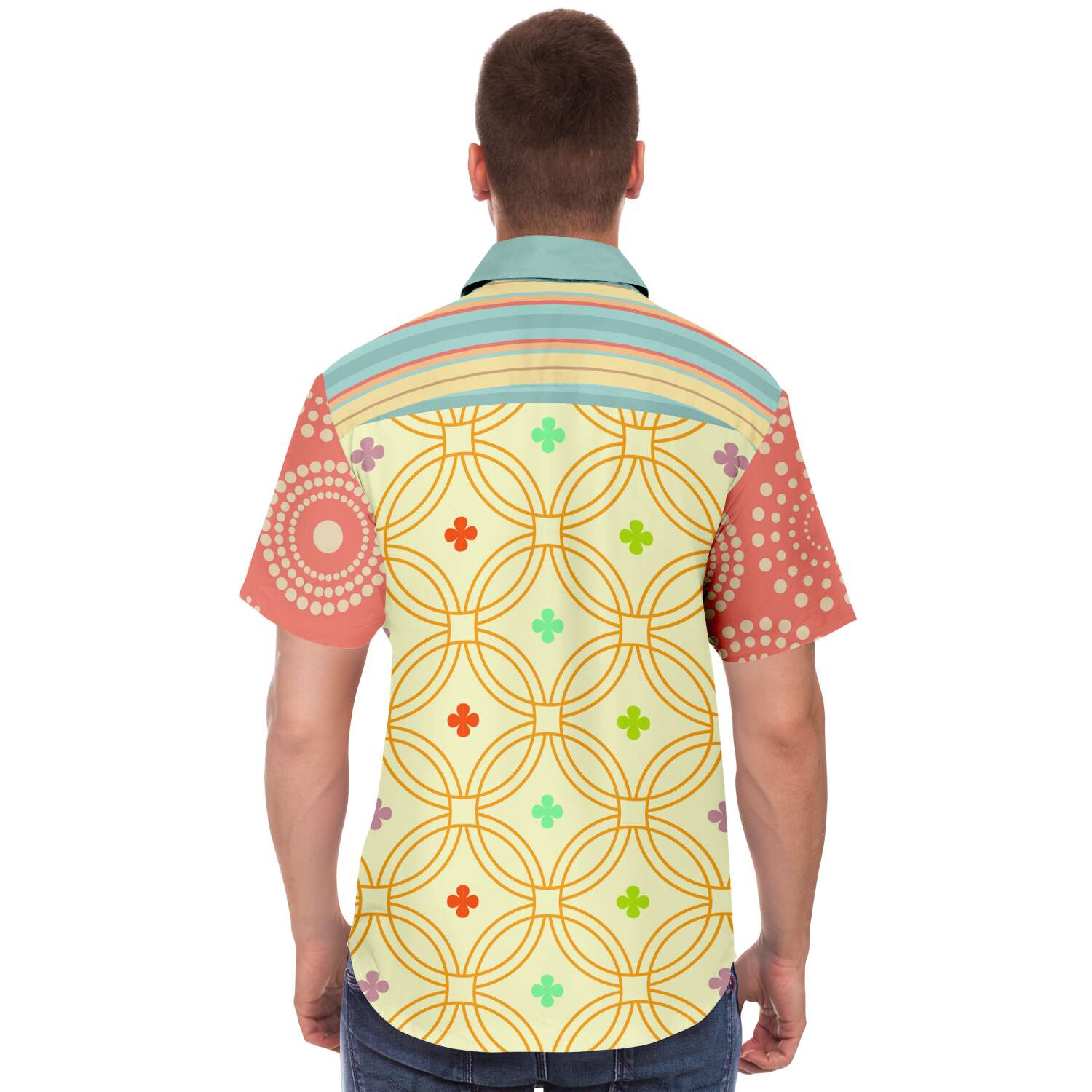 Short Sleeve Button Down Shirt - Kaleidoscope Design