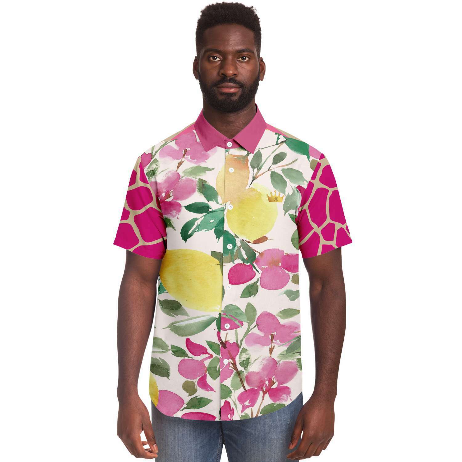 Short Sleeve Button Down Shirt - Pink Lemonade