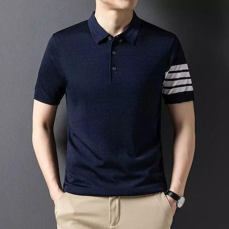 Short Sleeve Knitted Polo Shirt for Men