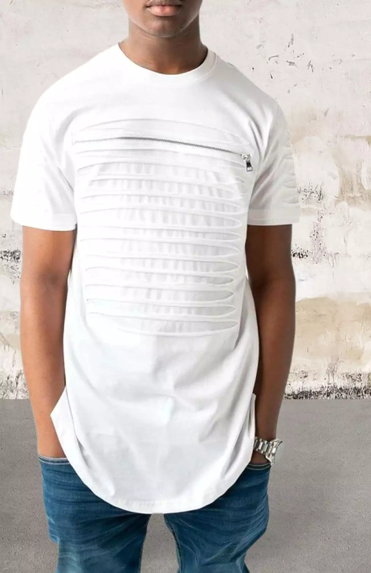 Short sleeve slashed top for men