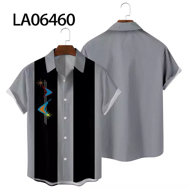 Size 5 Striped Digital Print Shirt Top for Men, Summer 2022, Short Sleeve T-Shirt, Plus Size