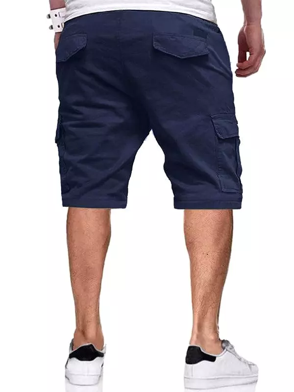 Solid Men Cargo Shorts - Drawstring Waistband - High Quality Material