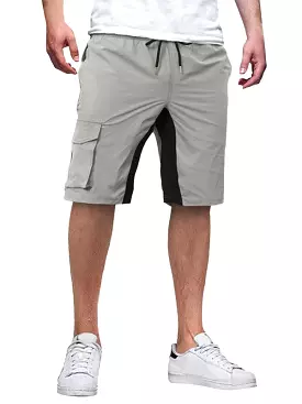 Solid Men Cargo Shorts - Drawstring Waistband - High Quality Material