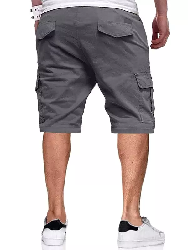 Solid Men Cargo Shorts - Drawstring Waistband - High Quality Material