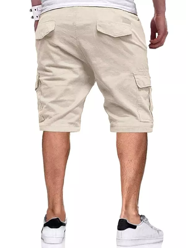 Solid Men Cargo Shorts - Drawstring Waistband - High Quality Material