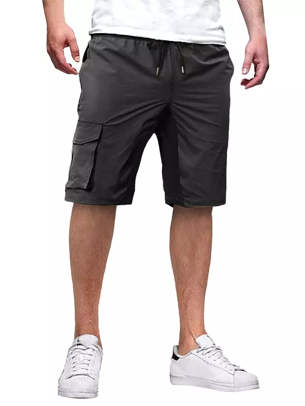 Solid Men Cargo Shorts - Drawstring Waistband - High Quality Material