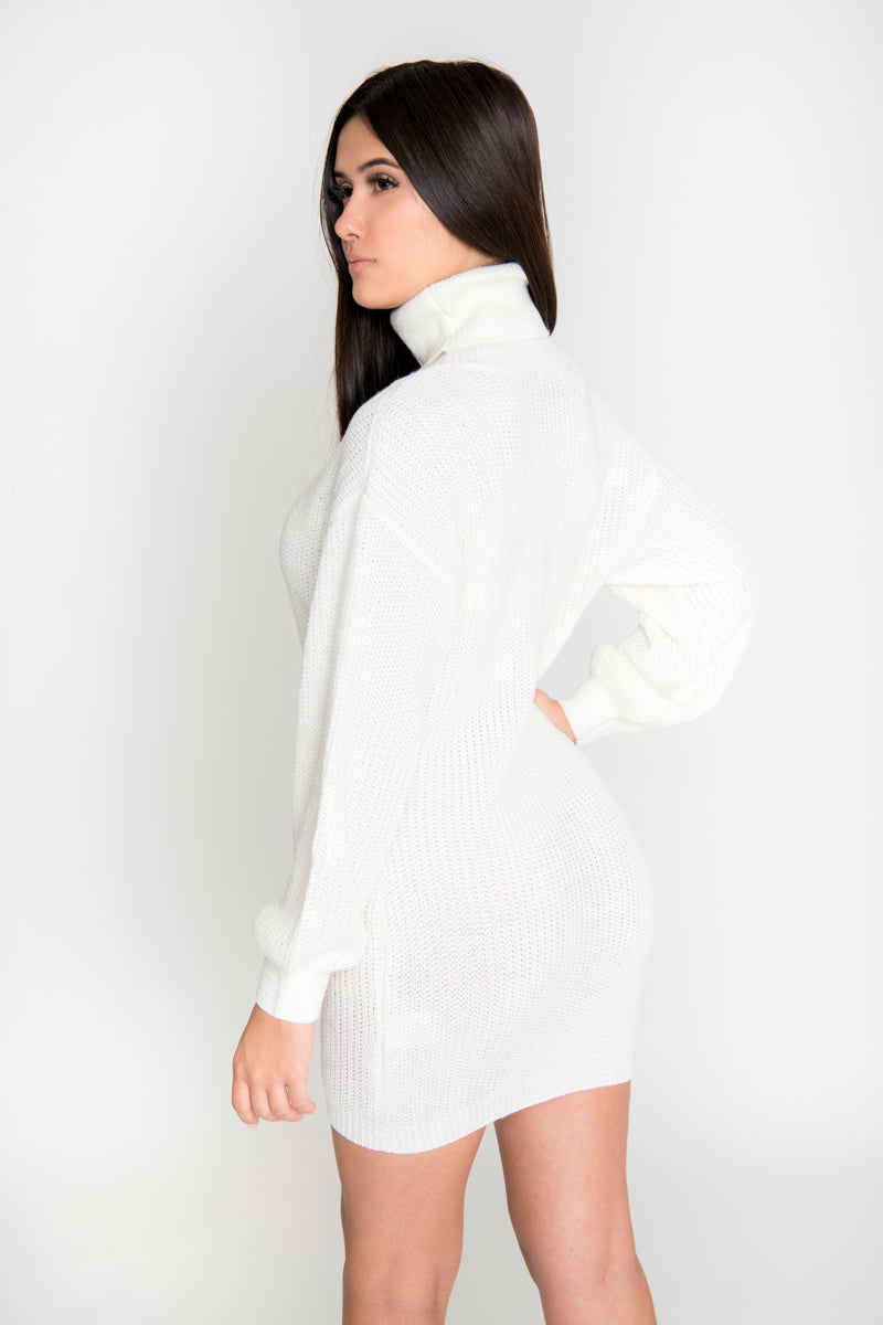 Sophia Sweater Dress - Ivory: Women's Knit Dress, Winter White