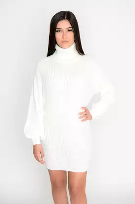 Sophia Sweater Dress - Ivory: Women's Knit Dress, Winter White