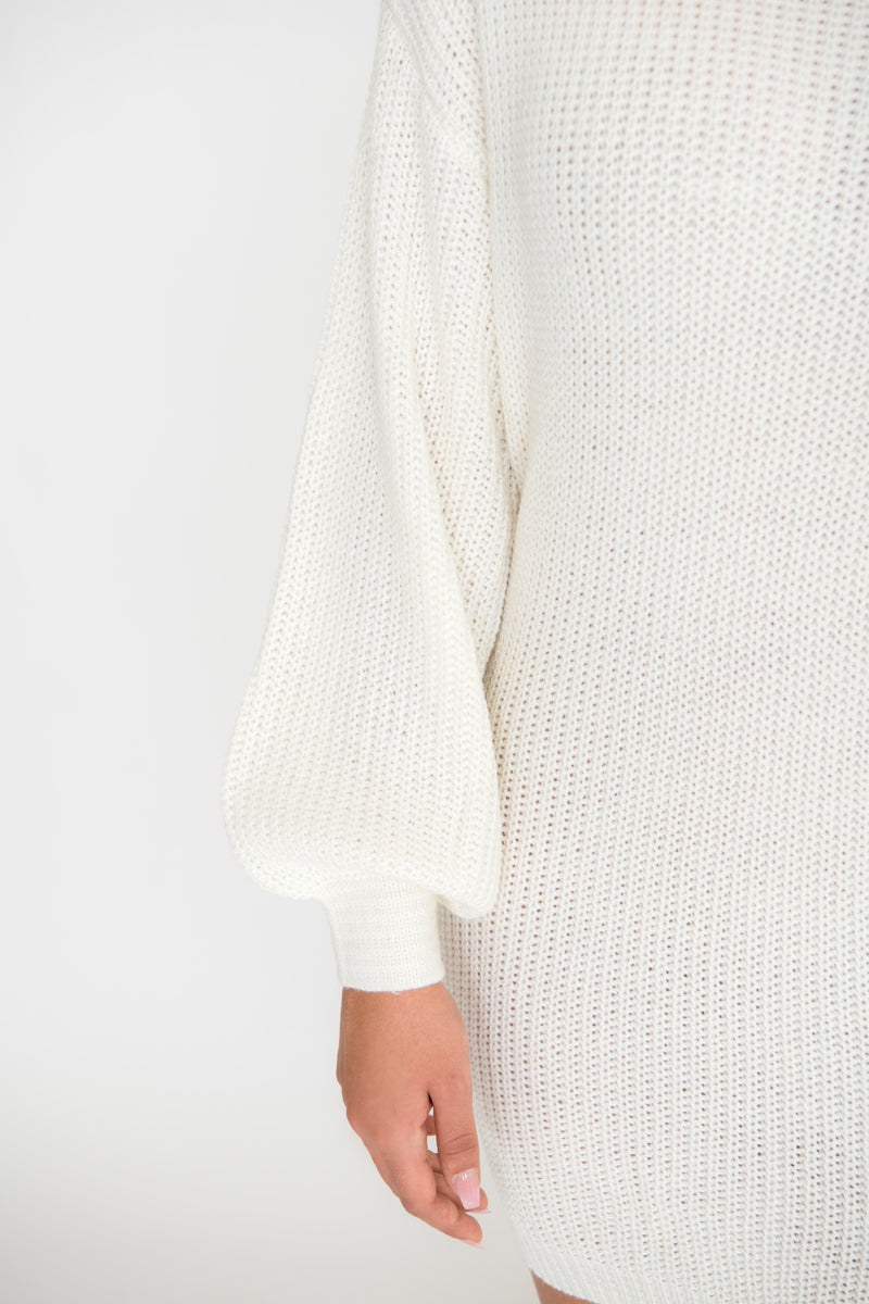 Sophia Sweater Dress - Ivory: Women's Knit Dress, Winter White