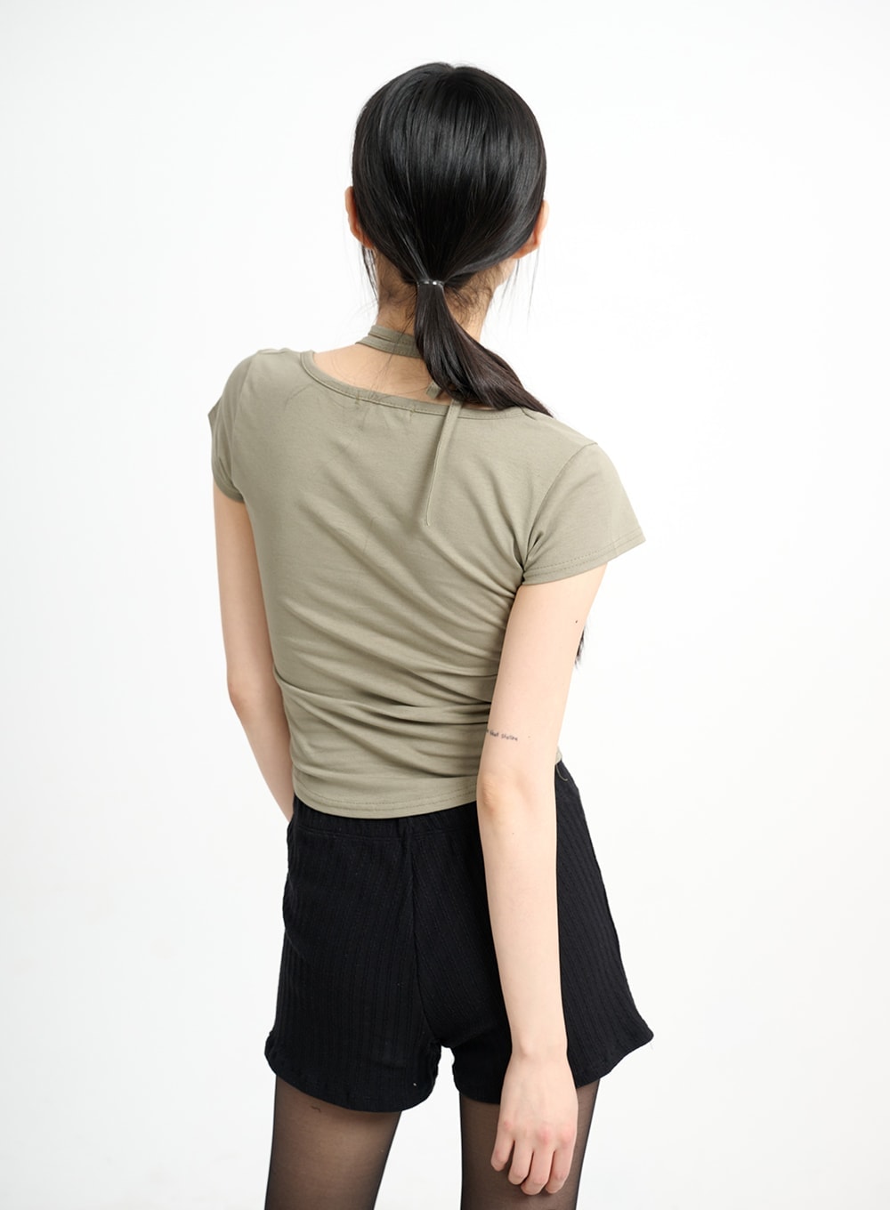 Strap Shoulder Cut Crop Top - CM415