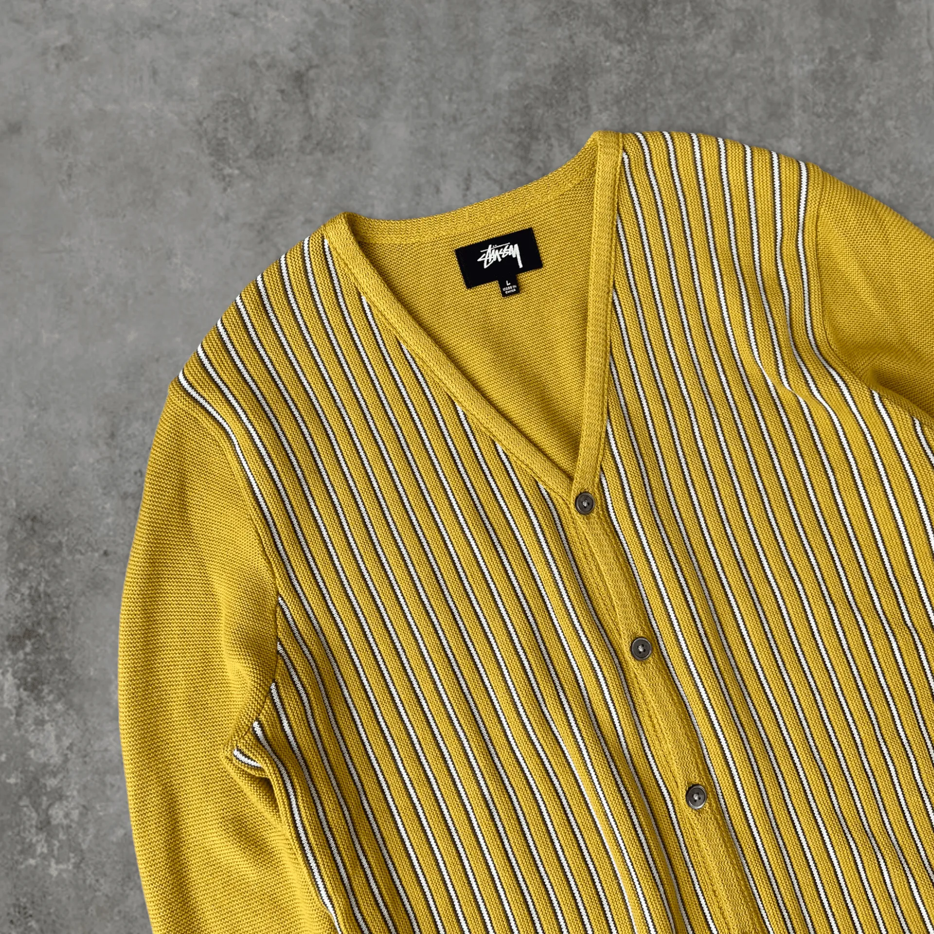 STUSSY STRIPED CARDIGAN - Large