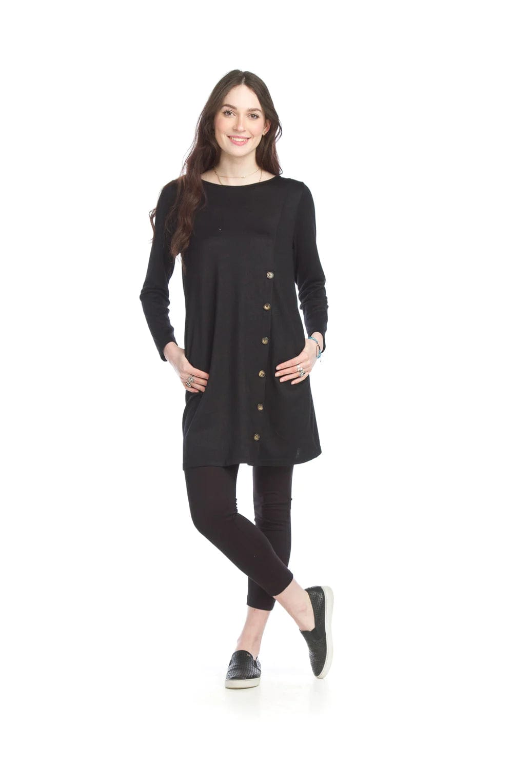 Sweater Dress with Papillon Button Detail - Style 15406