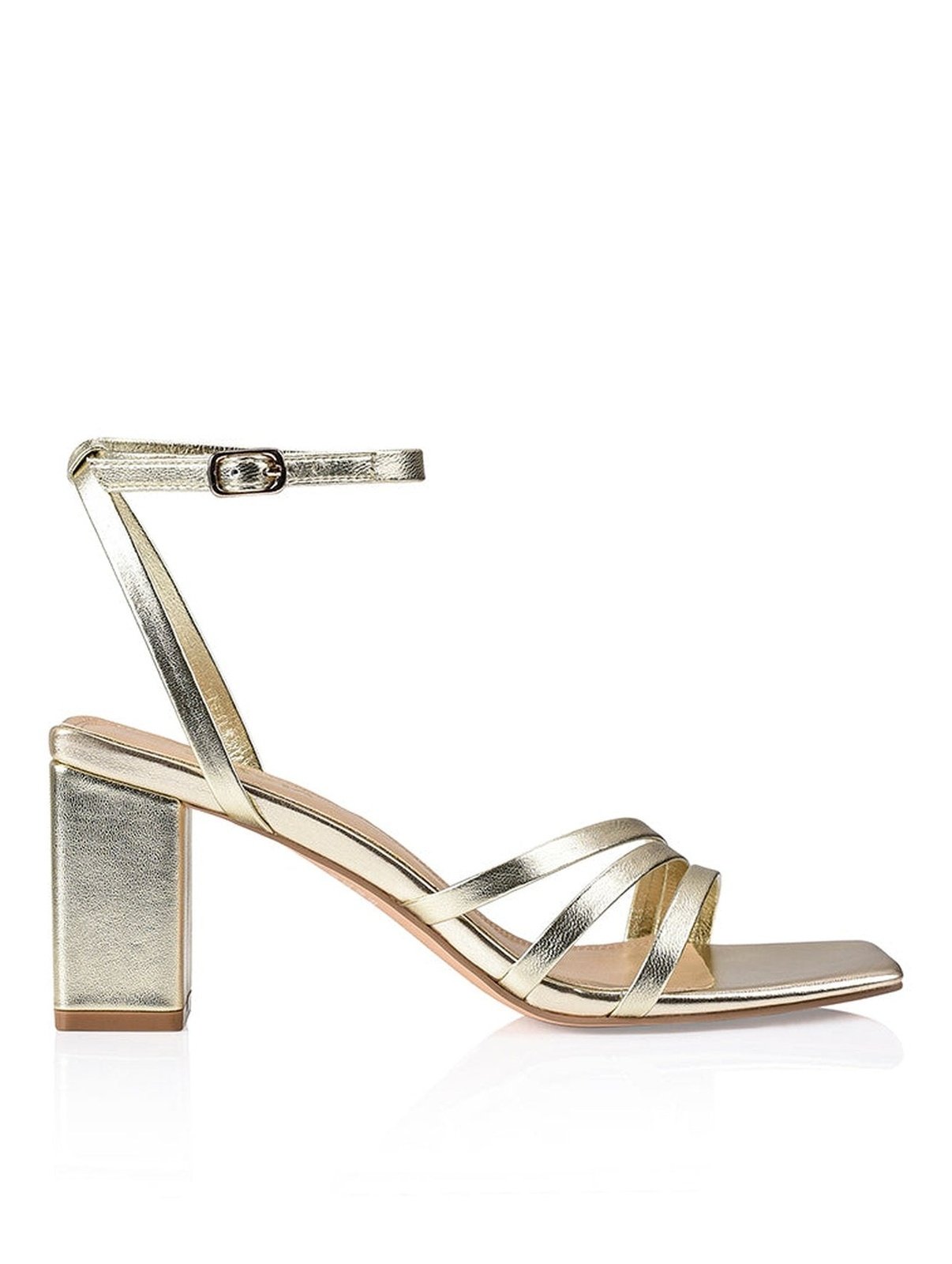 Tessie Metallic Sandals - Soft Gold Block Heel