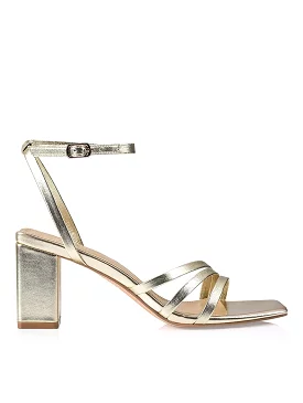 Tessie Metallic Sandals - Soft Gold Block Heel