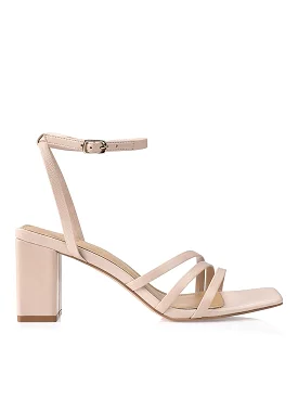 Tessie Nude Leather Block Heels