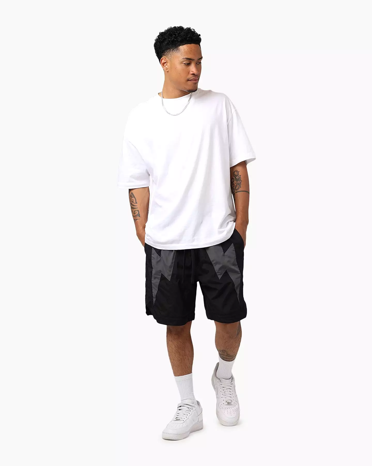 The Anti Order Black/Grey Eres Nylon Shorts.