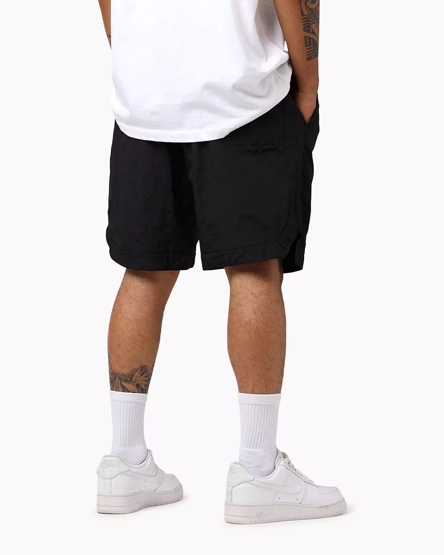 The Anti Order Black/Grey Eres Nylon Shorts.