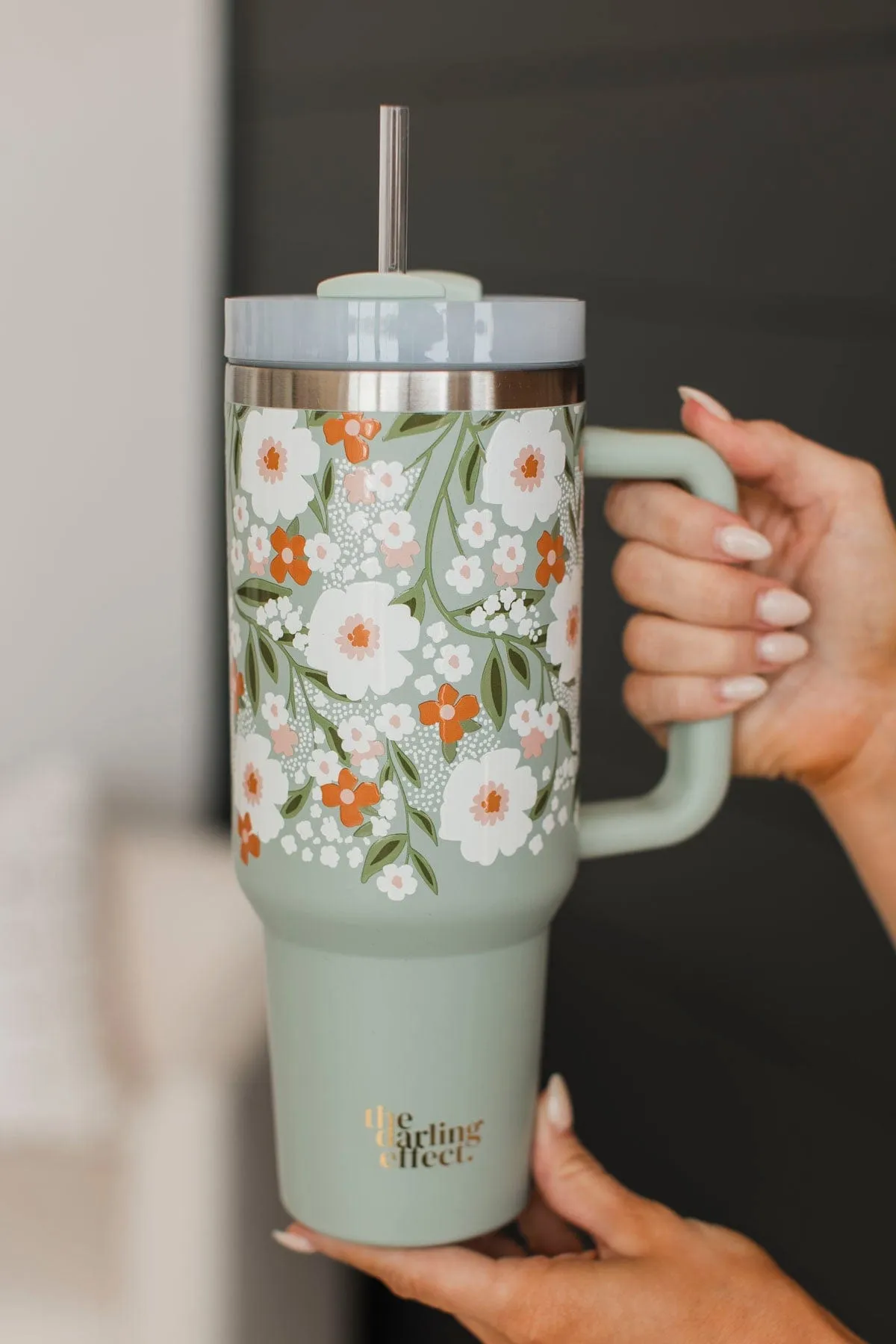 Darling Effect Sage Floral Travel Tumbler