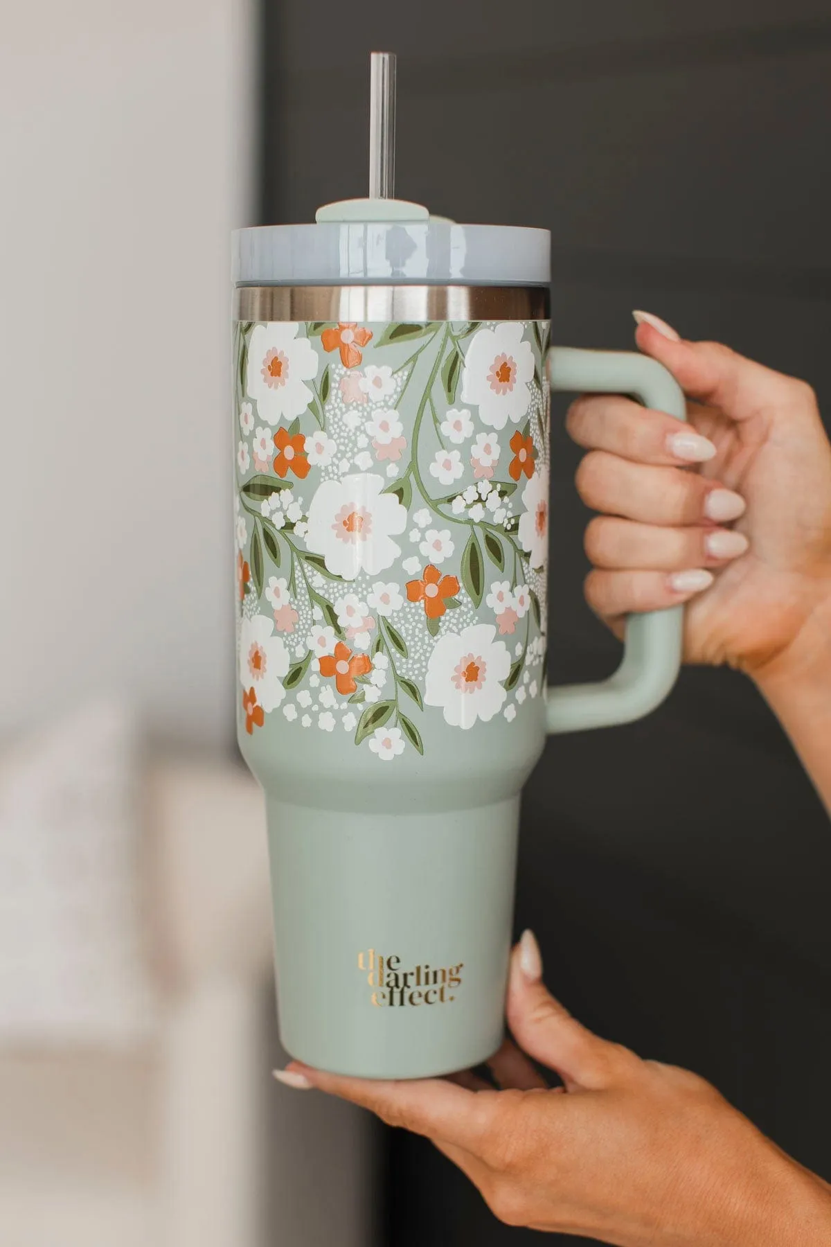 Darling Effect Sage Floral Travel Tumbler