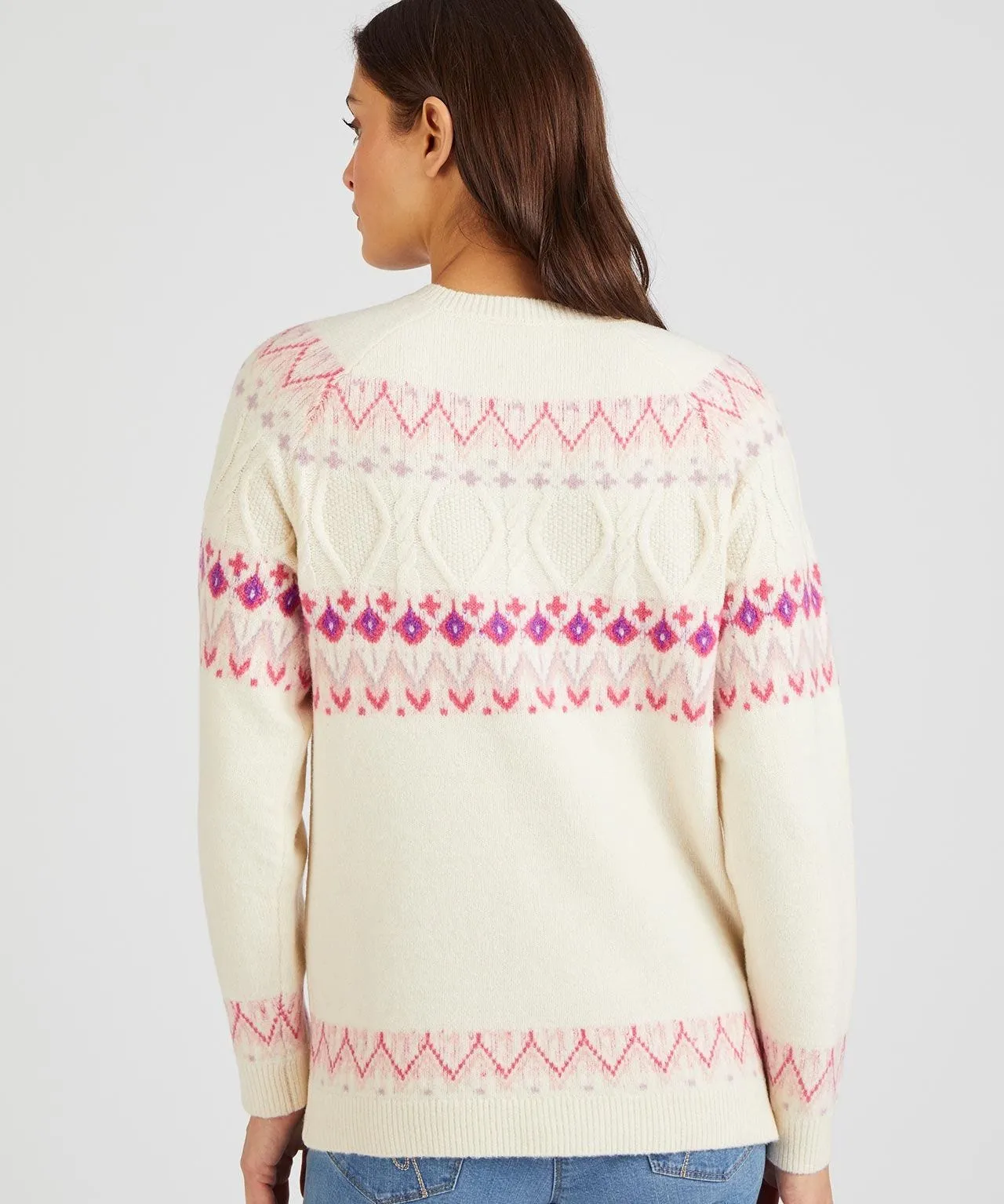 Warm Fairisle Patterned Cardigan Sweater